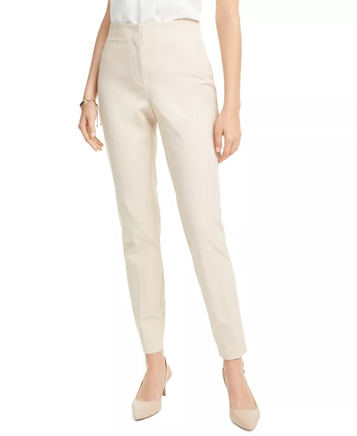 Calça skinny Alfani feminina Petite Comfort-Waist, bege, tamanho 14, pequena