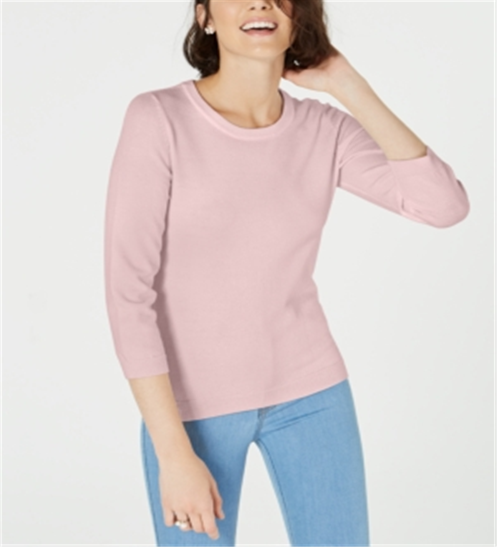 Camiseta feminina rosa com manga 3/4 Maison Jules, tamanho extragrande
