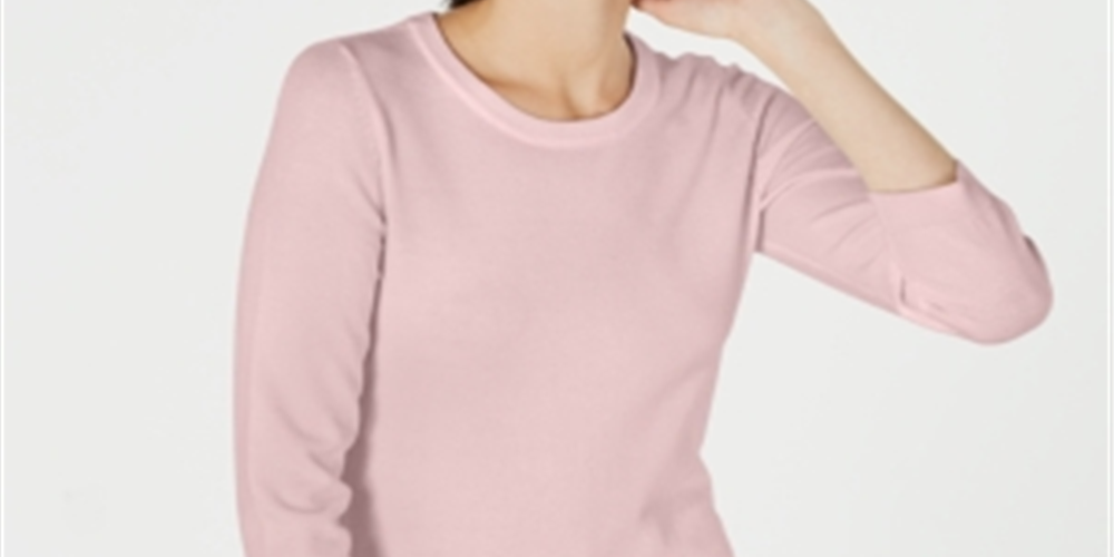 Camiseta feminina rosa com manga 3/4 Maison Jules, tamanho extragrande