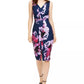 Vestido midi com decote em V e sem mangas floral Trina Turk feminino, tamanho 0, floral azul
