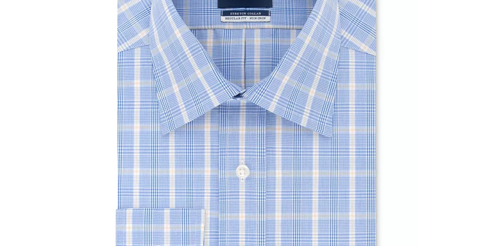 Camisa social masculina Eagle com gola xadrez, tamanho 15,5 x 34-35
