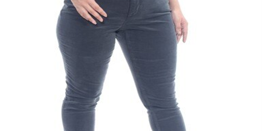 Calça de veludo cotelê com controle de barriga feminina Style &amp; Co, cinza, tamanho 10, pequena
