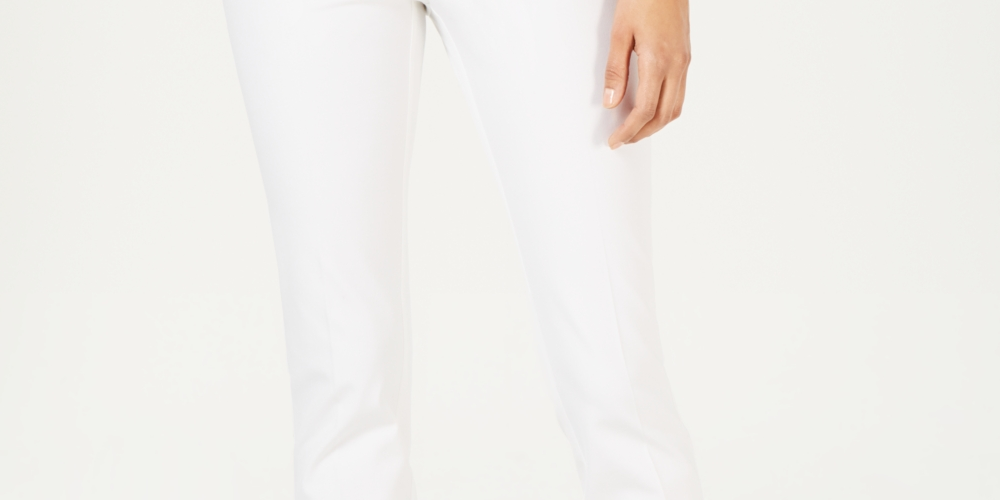 Calça feminina Charter Club Newport Tummy-Control Slim-Fit, branca, tamanho 14