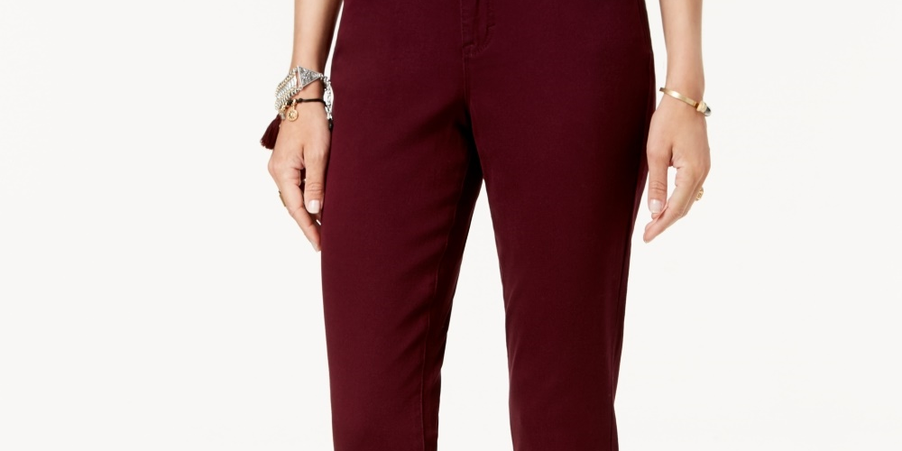 Calça de pijama feminina Alfani Jacquard Slim vermelha tamanho 14 Petite