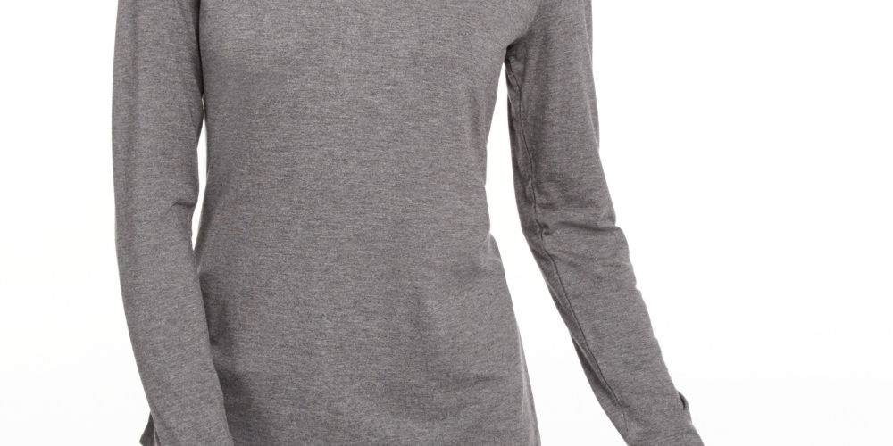 Blusa feminina de gola alta Maison Jules, cinza, tamanho médio