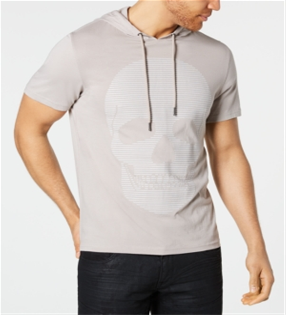 Camiseta gráfica com capuz e caveira masculina INC International Concepts, bege, tamanho G