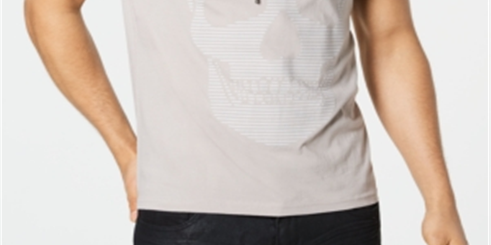 Camiseta gráfica com capuz e caveira masculina INC International Concepts, bege, tamanho G