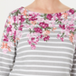 Karen Scott Blusa Feminina Listrada Floral Petite com Decote Canoa, Vermelha, Tamanho P