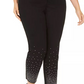 Calça jeans skinny feminina INC International Concepts com detalhes no tornozelo, preta, tamanho 28W