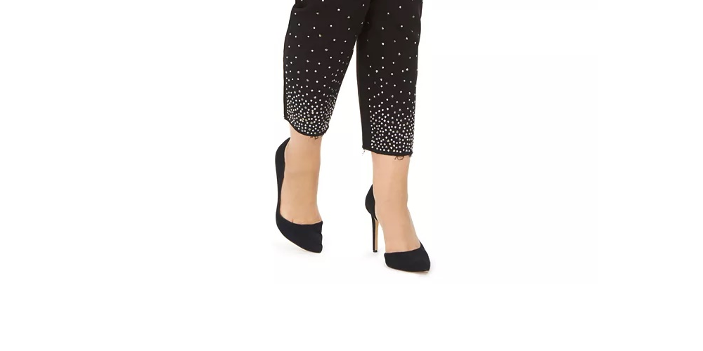 Calça jeans skinny feminina INC International Concepts com detalhes no tornozelo, preta, tamanho 28W