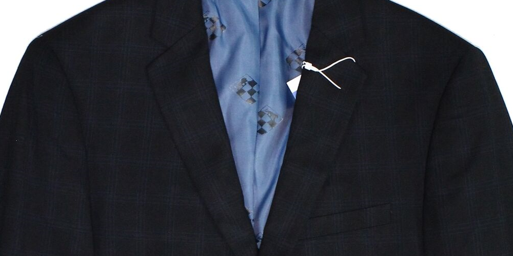 Blazer masculino xadrez longo slim fit com 2 botões, preto, tamanho 40 T da Vince Camuto