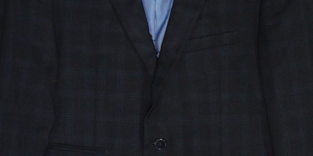 Blazer masculino xadrez longo slim fit com 2 botões, preto, tamanho 40 T da Vince Camuto