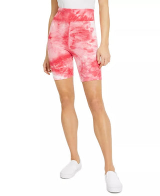 Bermuda de ciclismo Derek Heart Juniors com cintura alta e tie-dye, rosa, tamanho grande