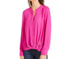 Blusa feminina com botões frontais e torcidos INC International Concepts, rosa, tamanho pequeno