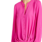 Blusa feminina com botões frontais e torcidos INC International Concepts, rosa, tamanho pequeno