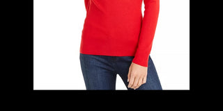 Suéter feminino com decote ombro a ombro da INC International Concepts, vermelho brilhante, tamanho XX-grande