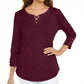 Camiseta feminina Karen Scott de algodão com cadarço, vermelha, tamanho médio