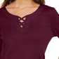 Camiseta feminina Karen Scott de algodão com cadarço, vermelha, tamanho médio
