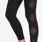 Leggings femininas esportivas DKNY de cintura alta com ajuste em malha e tornozelo para ioga, pretas, tamanho X-S