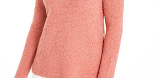 Suéter feminino Alfani com gola alta e bouclé rosa, tamanho grande