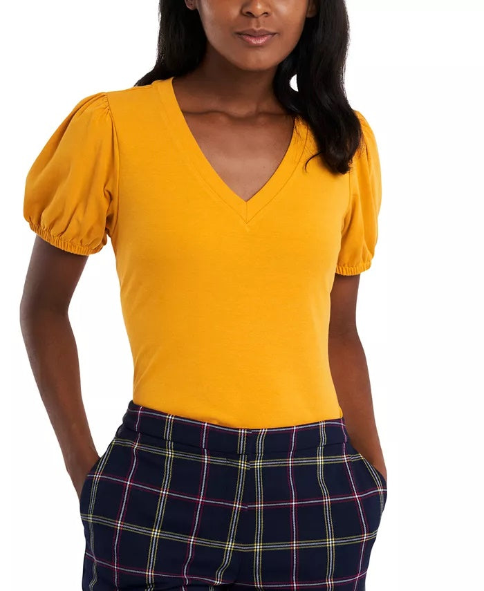 Blusa feminina Riley &amp; Rae Rae com manga bufante e decote em V, cinza, tamanho extragrande