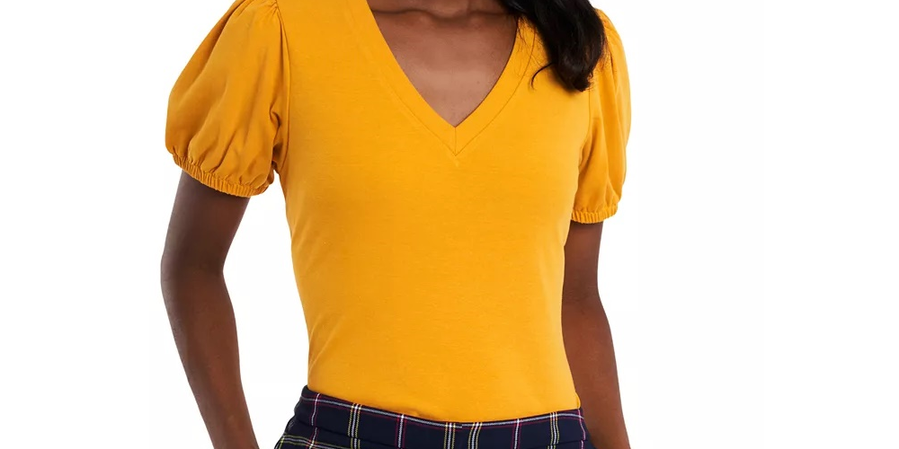 Blusa feminina Riley &amp; Rae Rae com manga bufante e decote em V, cinza, tamanho extragrande