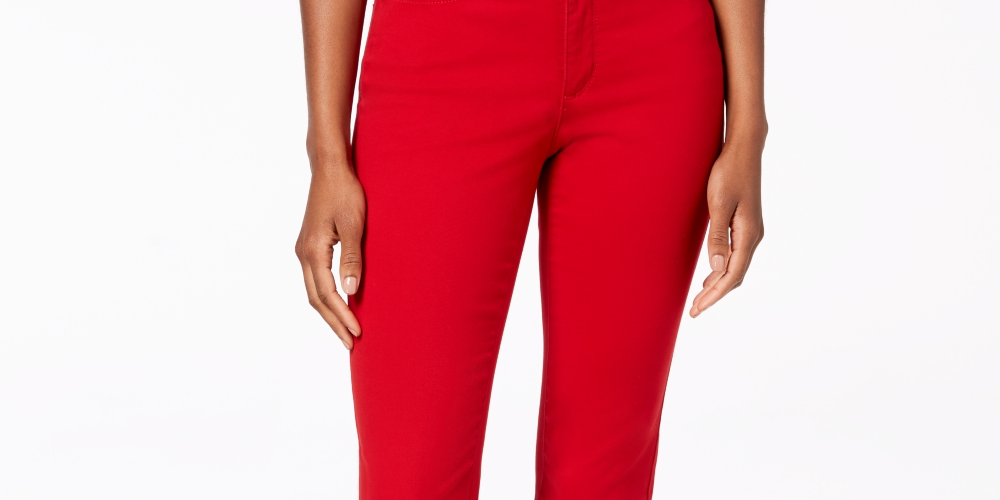 Calça jeans feminina Charter Club Petite Lexington reta vermelha tamanho 6 Petite