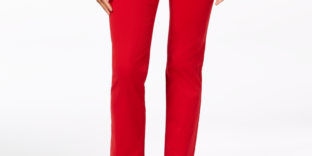 Calça jeans feminina Charter Club Petite Lexington reta vermelha tamanho 6 Petite