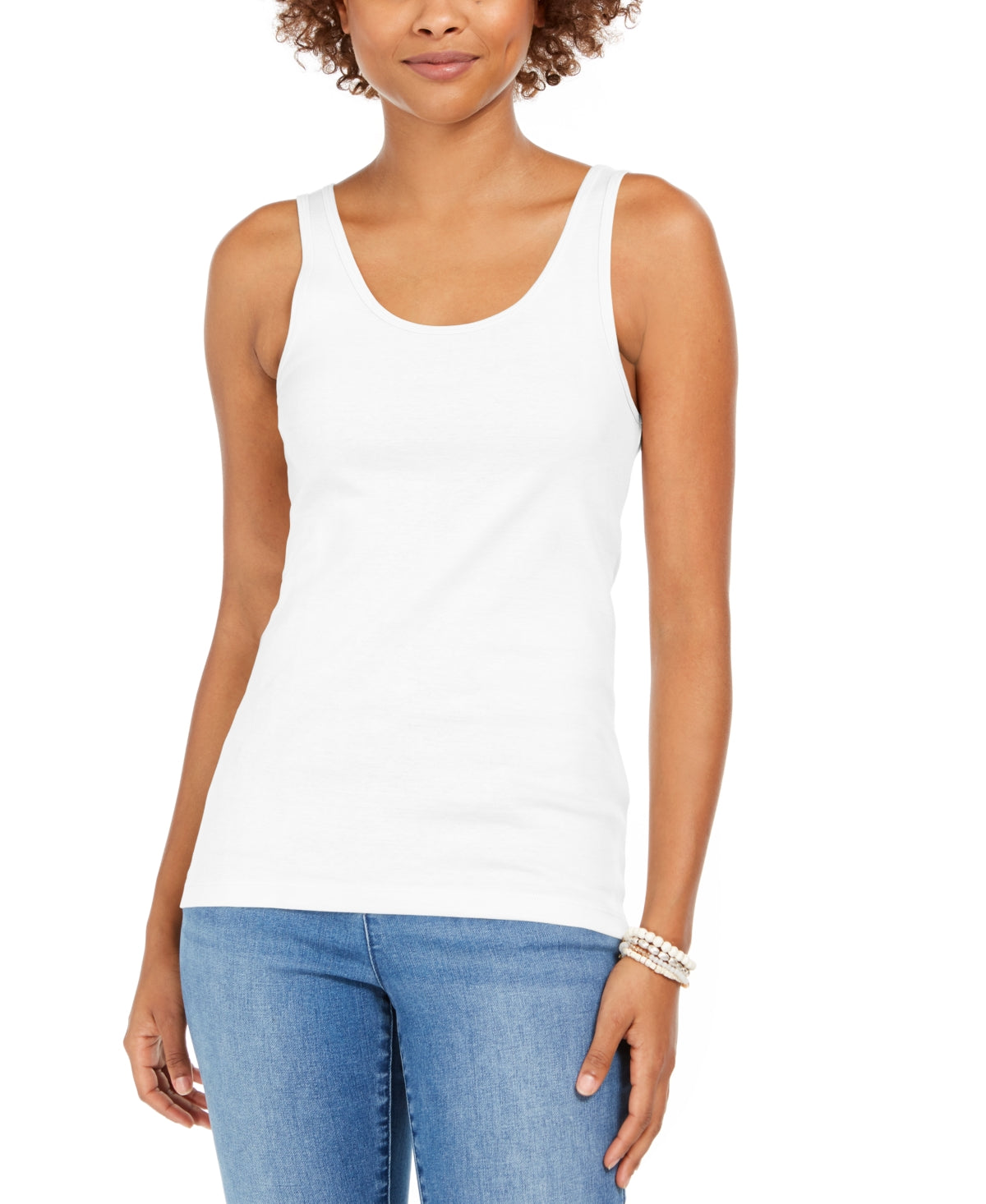 Regata feminina de algodão estilo &amp; co, branca, tamanho extrapequeno