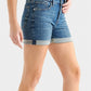 Shorts jeans feminino Lucky Brand Ava com bainha enrolada e cintura média, azul, tamanho 8