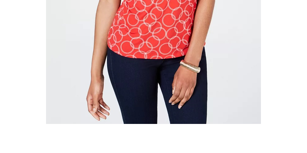 Camisa polo feminina com estampa de corrente Charter Club vermelha tamanho PXL
