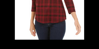 Charter Club Petite Pima Cotton Women's Top com estampa de botões e ombros de fora, rosa, tamanho PL