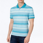 Camisa Polo Masculina Calvin Klein Classic Fit Listrada de Algodão Líquido Azul Tamanho 2XL