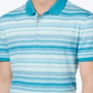 Camisa Polo Masculina Calvin Klein Classic Fit Listrada de Algodão Líquido Azul Tamanho 2XL