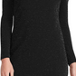 Vestido de festa Ralph Lauren feminino, manga longa, brilhante, decote em joia, comprimento até o joelho, preto, tamanho 0