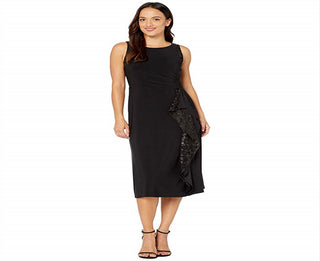 Vestido de malha com acabamento em renda Ralph Lauren feminino, preto, tamanho 6, pequeno