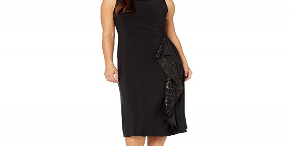 Vestido de malha com acabamento em renda Ralph Lauren feminino, preto, tamanho 6, pequeno