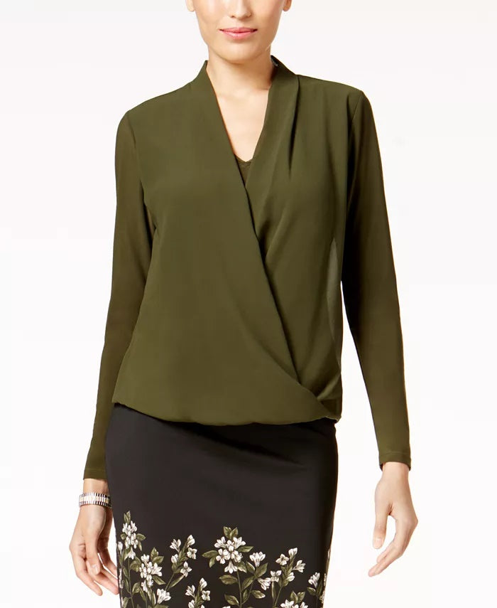Blusa Alfani Feminina com Nó Frontal Hi-Low Verde Tamanho XXL
