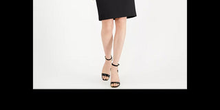 Vestido curto Calvin Klein feminino com babados e bainha nos ombros, preto, tamanho 8, pequeno