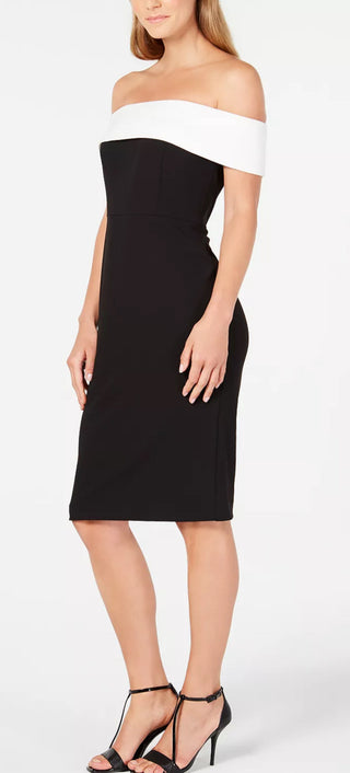 Vestido Calvin Klein Feminino Ombro a Ombro Dobrável Preto Tamanho 6 Petite