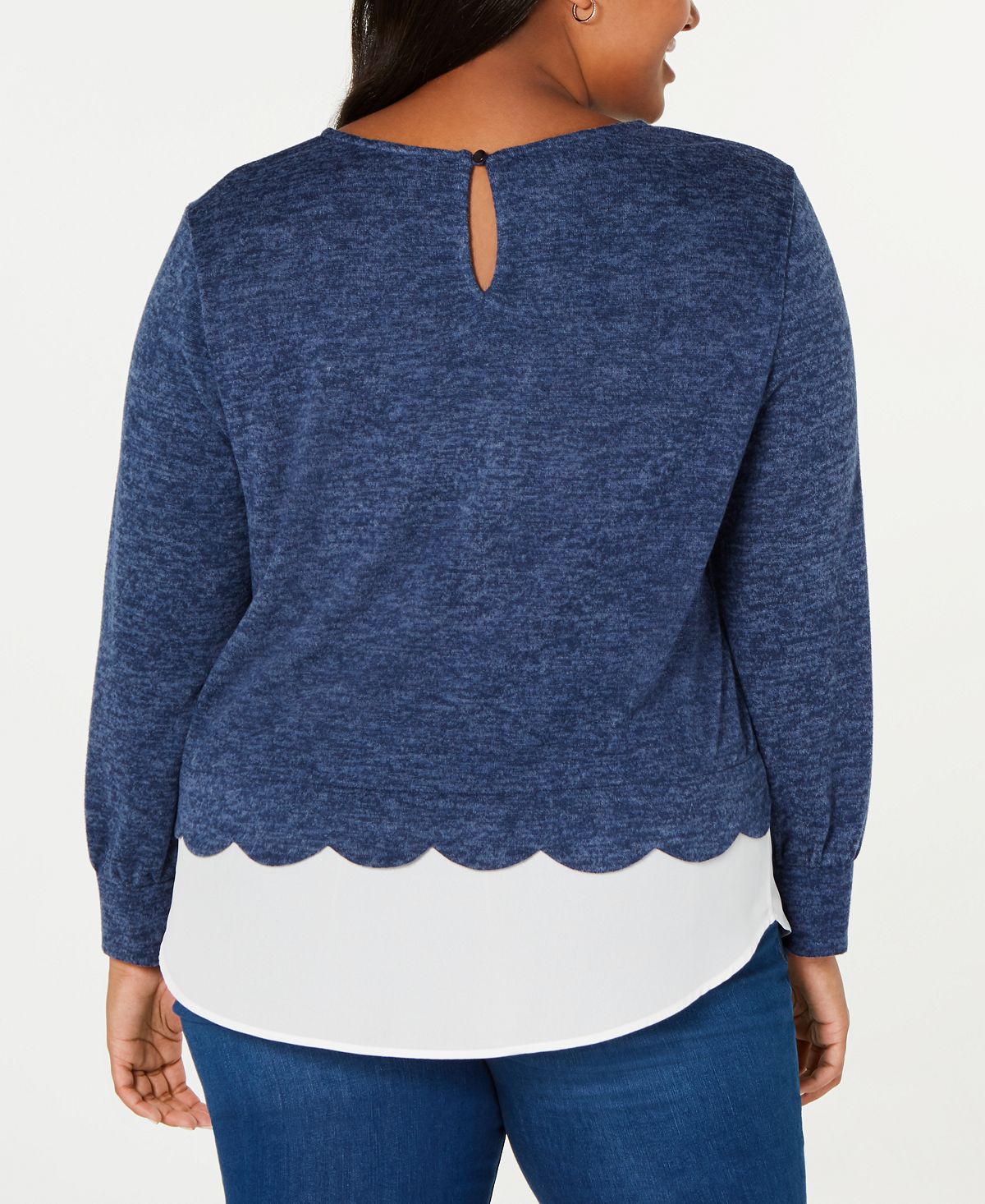 Top feminino Monteau Trendy Plus Layered Look Azul Tamanho 3X