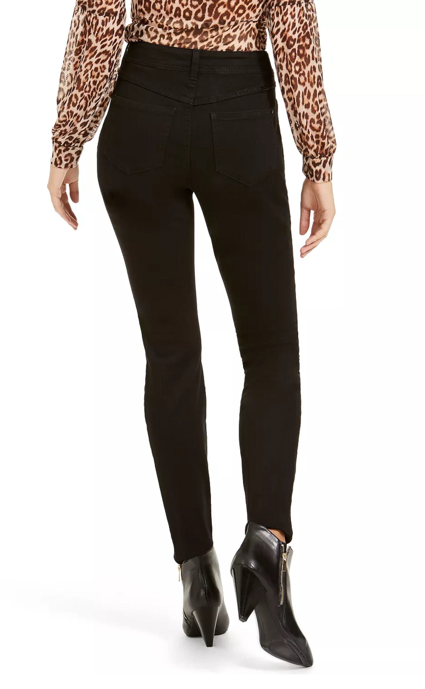 Calça jeans skinny feminina INC International Concepts Incessential Zebra com detalhes curvilíneos, preta, tamanho 16