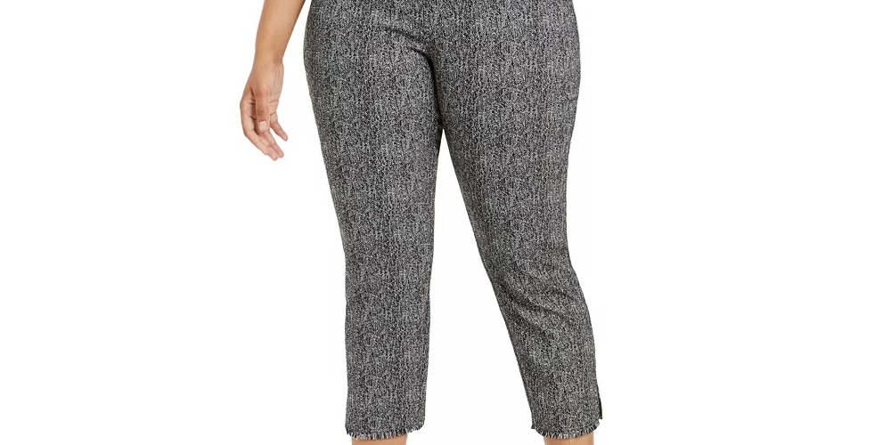Calça curta estampada plus size Alfani feminina preta tamanho 14W