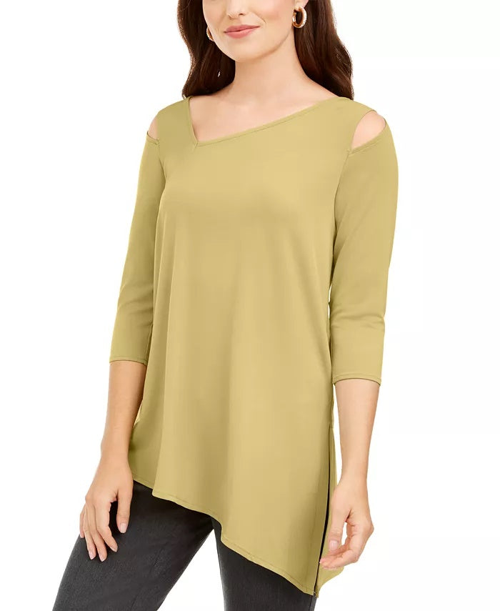 Top assimétrico com ombros descobertos Alfani feminino, dourado, tamanho XX-G