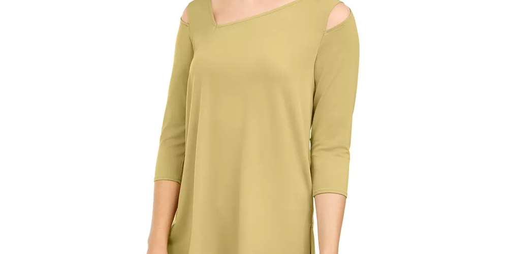 Top assimétrico com ombros descobertos Alfani feminino, dourado, tamanho XX-G