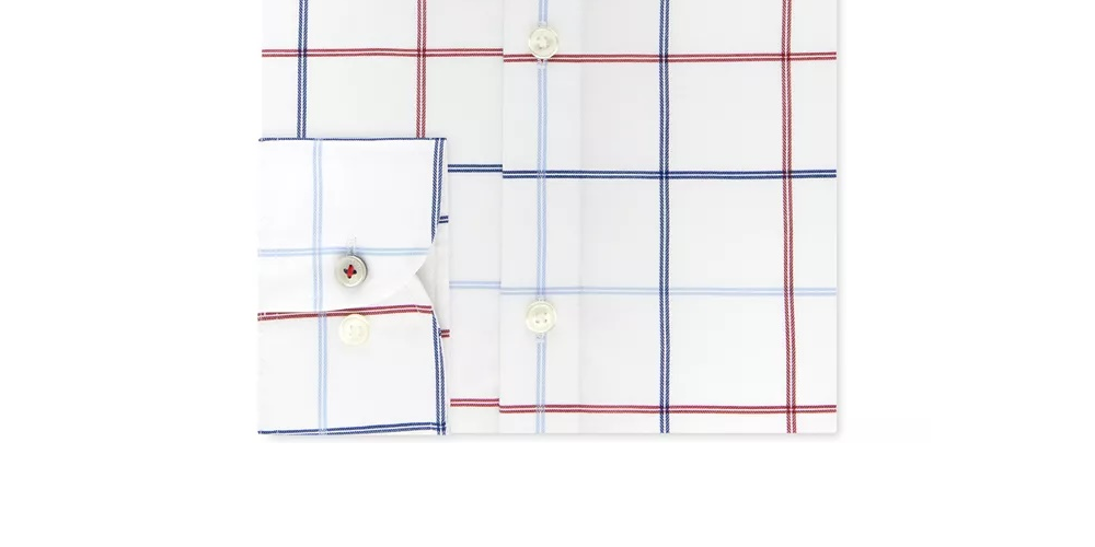 Camisa social xadrez slim fit masculina Tommy Hilfiger vermelha tamanho 17,5 x 32-33