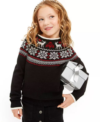 Suéter Charter Club Little Girls Fair Isle Family Preto Tamanho 6X