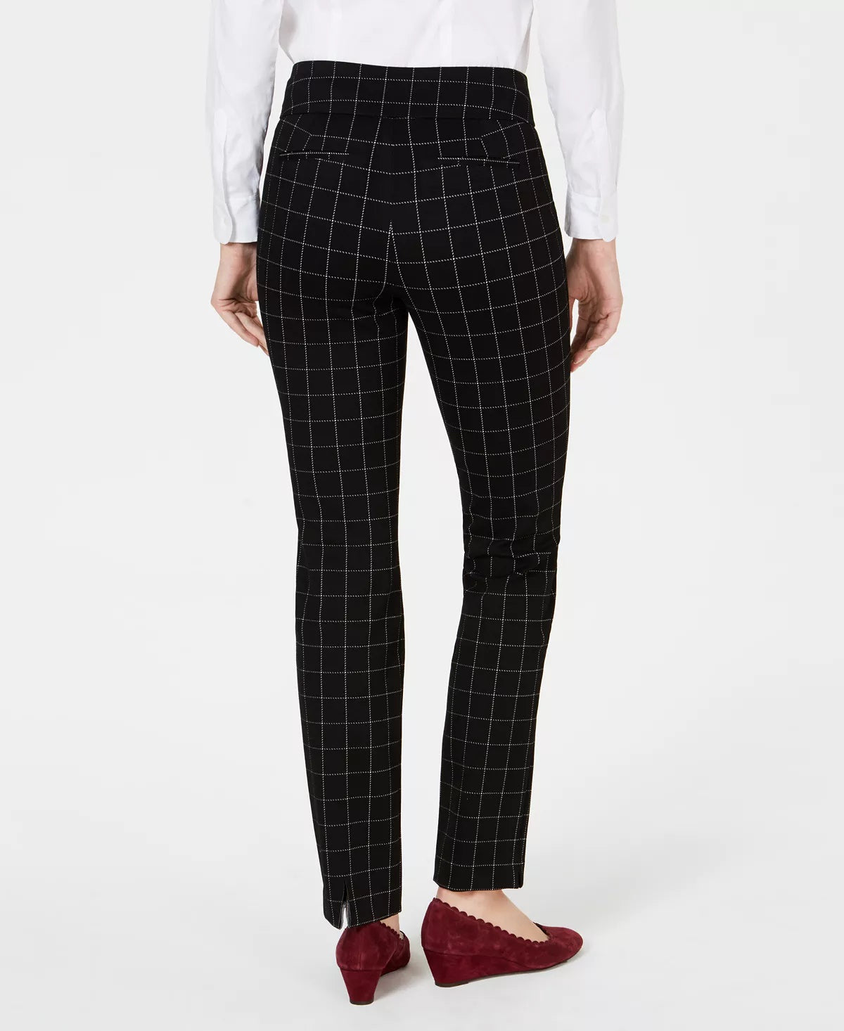 Calça feminina Charter Club Cambridge Windowpane Print Slim Leg Azul Tamanho 6