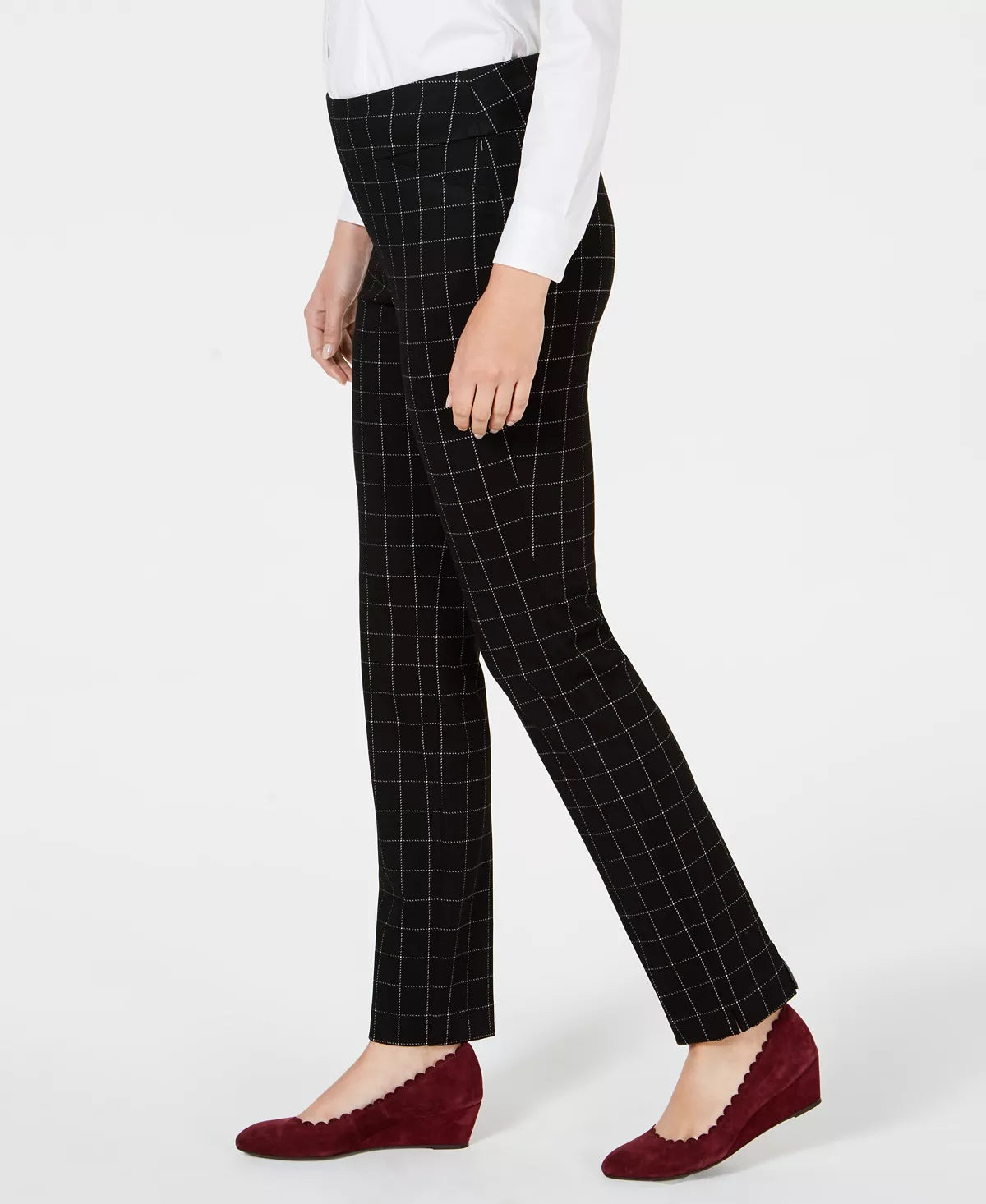 Calça feminina Charter Club Cambridge Windowpane Print Slim Leg Azul Tamanho 6