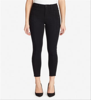 Calça jeans skinny skinny feminina de cintura alta, preta, tamanho 28/6